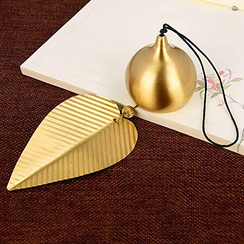Afiaiwei Gold Leaf Hanging Bell Good Luck Bell Wind Chime Home Window Decoration Bell for Wealth and Safe Pendant Chinese Feng Shui Bell - Image 2